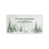 Waterverf Fir Trees Winter Wedding Etiket (Voorkant)