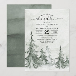 Waterverf Fir Trees Winter Wedding Kaart