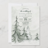 Waterverf Fir Trees Winter Wedding Kaart (Voorkant)