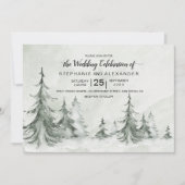 Waterverf Fir Trees Winter Wedding Kaart (Voorkant)
