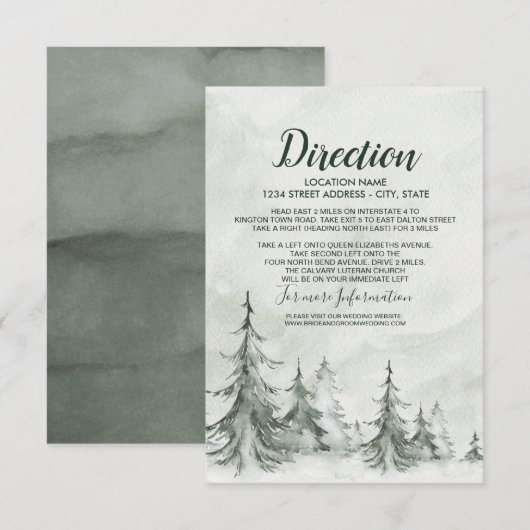 Waterverf Fir Trees Winter Wedding Kaart (Voorkant / Achterkant)