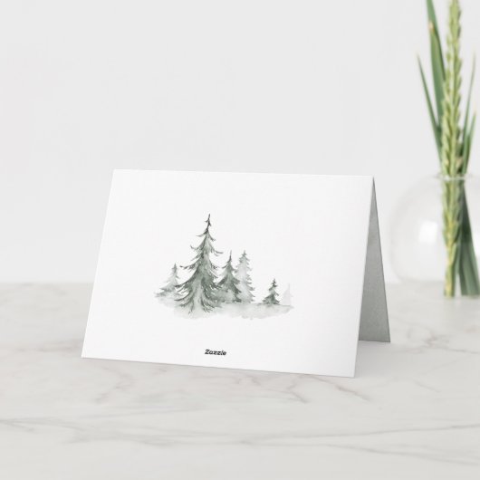 Waterverf Fir Trees Winter Wedding Kaart (Achterkant)