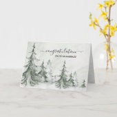 Waterverf Fir Trees Winter Wedding Kaart (Gele Bloem)