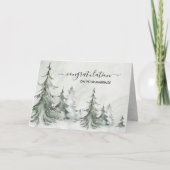 Waterverf Fir Trees Winter Wedding Kaart (Voorkant)