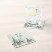 Waterverf Fir Trees Winter Wedding Kartonnen Onderzetters (Insitu)