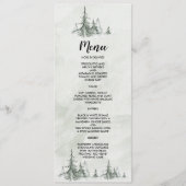 Waterverf Fir Trees Winter Wedding Menu (Voorkant)