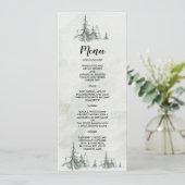 Waterverf Fir Trees Winter Wedding Menu (Staand voorkant)