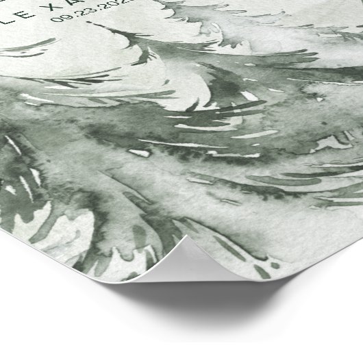 Waterverf Fir Trees Winter Wedding Poster (Hoek)