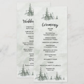 Waterverf Fir Trees Winter Wedding Programmakaart (Voorkant / Achterkant)