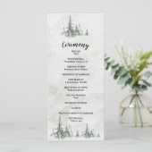Waterverf Fir Trees Winter Wedding Programmakaart (Staand voorkant)