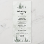 Waterverf Fir Trees Winter Wedding Programmakaart (Voorkant)