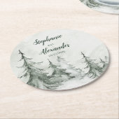 Waterverf Fir Trees Winter Wedding Ronde Kartonnen Onderzetter (Gebogen)