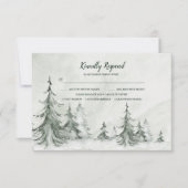 Waterverf Fir Trees Winter Wedding RSVP Kaartje (Voorkant)