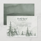 Waterverf Fir Trees Winter Wedding RSVP Kaartje (Voorkant / Achterkant)