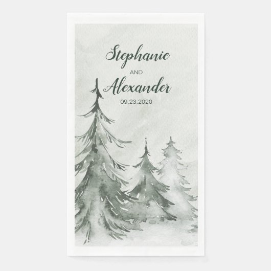 Waterverf Fir Trees Winter Wedding Servet (Voorkant)