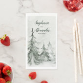 Waterverf Fir Trees Winter Wedding Servet (Insitu)