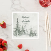 Waterverf Fir Trees Winter Wedding Servet (Insitu)