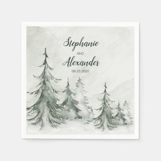 Waterverf Fir Trees Winter Wedding Servet (Voorkant)