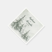 Waterverf Fir Trees Winter Wedding Servet (Hoek)