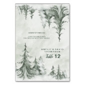 Waterverf Fir Trees Winter Wedding Table Number Kaart (Voorkant)