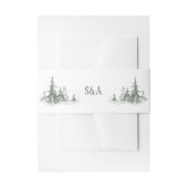 Waterverf Fir Trees Winter Wedding Uitnodigingen Wikkel (Voorkant Voorbeeld)