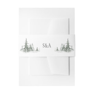 Waterverf Fir Trees Winter Wedding Uitnodigingen Wikkel