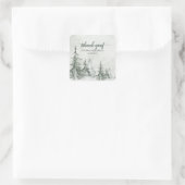 Waterverf Fir Trees Winter Wedding Vierkante Sticker (Tas)