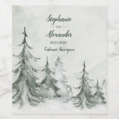 Waterverf Fir Trees Winter Wedding Wijn Etiket (Enkel label)