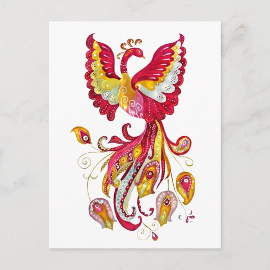 Waterverf Firebird of Phoenix Fantasy Bird Briefkaart (Voorkant)