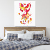 Waterverf Firebird of Phoenix Fantasy Creature Canvas Afdruk (Insitu (Slaapkamer))