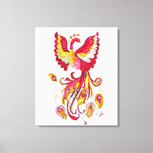 Waterverf Firebird of Phoenix Fantasy Creature Canvas Afdruk