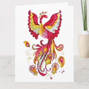 Waterverf Firebird of Phoenix Fantasy Creature Kaart