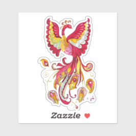 Waterverf Firebird of Phoenix Fantasy Creature Sticker