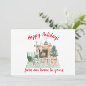 Waterverf Fireside Holiday Scene Kerstmis Kaart (Staand voorkant)