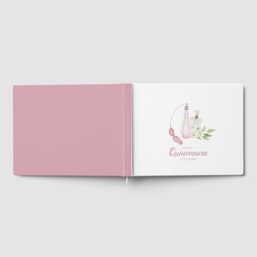 Waterverf Flacon Quinceanera Birthday Gastenboek (Volledig)