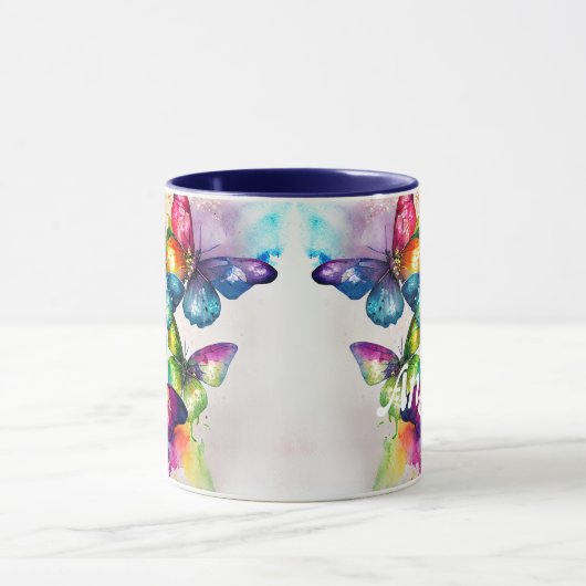 Waterverf fladderende vlinders mok (Midden)