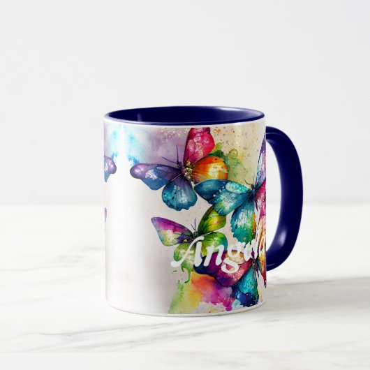 Waterverf fladderende vlinders mok (Voorkant rechts)