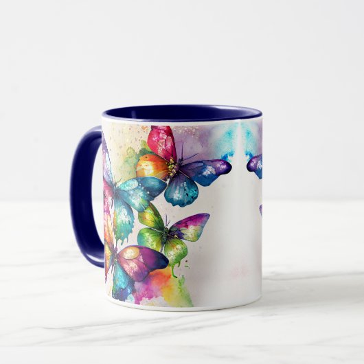 Waterverf fladderende vlinders mok (Voorkant links)
