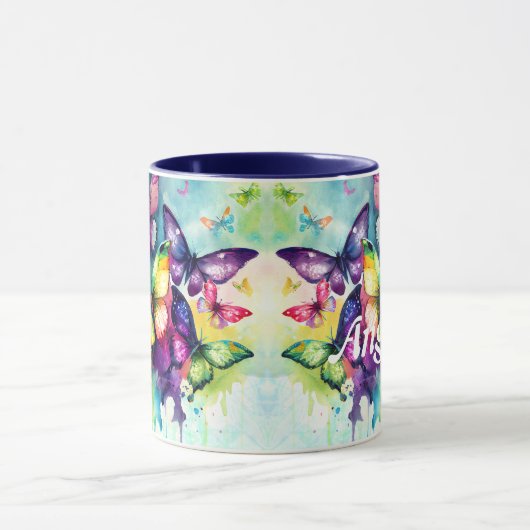 Waterverf fladderende vlinders mok (Midden)