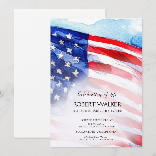 Waterverf Flag Life Celebration Kaart (Voorkant / Achterkant)