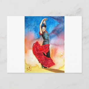 Waterverf FLAMENCO DANCER Briefkaart