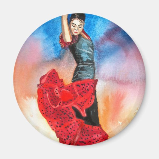 Waterverf FLAMENCO DANCER Magneet (Voorkant)