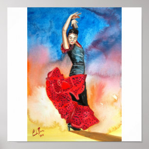 waterverf flamenco dancer poster