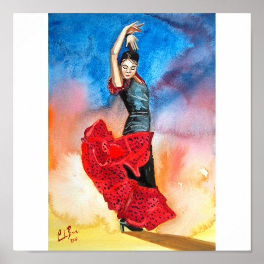 waterverf flamenco dancer poster (Voorkant)