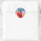 Waterverf FLAMENCO DANCER Ronde Sticker (Tas)