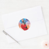 Waterverf FLAMENCO DANCER Ronde Sticker (Envelop)
