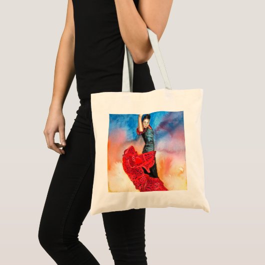 Waterverf FLAMENCO DANCER Tote Bag (Voorkant (product))