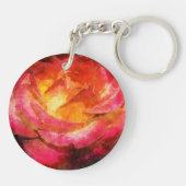 Waterverf Flaming Red Rose Sleutelhanger (Achterkant)