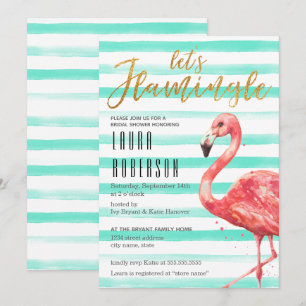 Waterverf Flamingle Mint Stripes   VRIJGEZELLENFEE Kaart