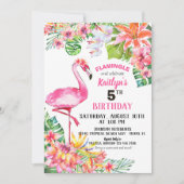 Waterverf Flamingo and Tropical Floral Birthday Kaart (Voorkant)